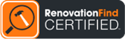 RenovationFind Certified logo with hammer icon.